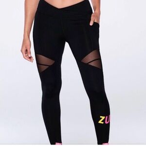 Zumba Core Black Leggings with Mesh Panels